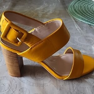 Preston & York Yellow Heels with Chunky Block Heel